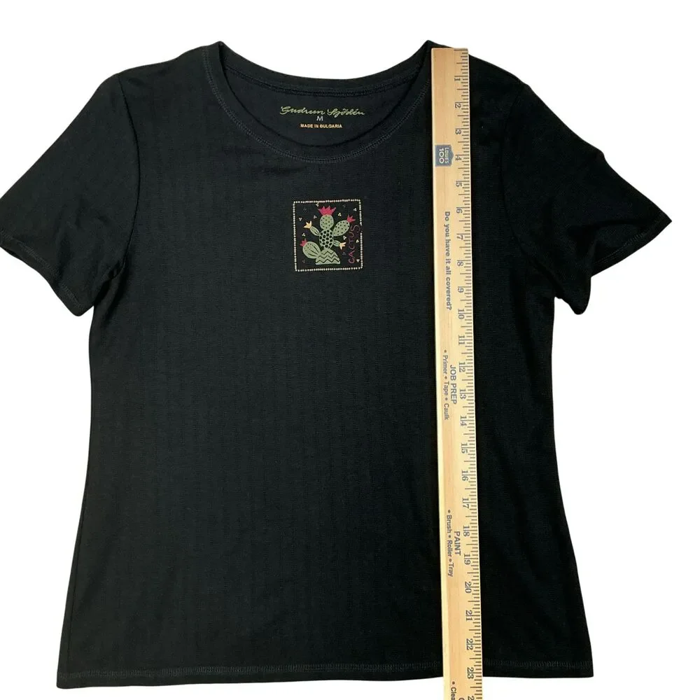 Gudrun Sjoden Cactus Graphic Tee Shirt Top Women's M Short Sleeve Crew BOHO Art - Picture 12 of 12